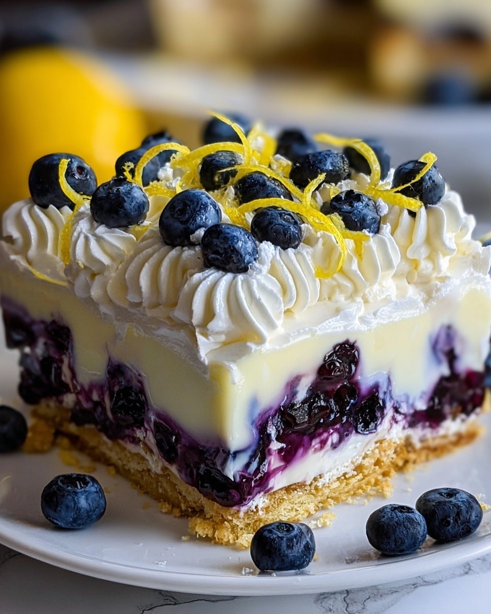 No-Bake Lemon Blueberry Cream Cake Recipe - Recipe Image