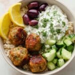 Mediterranean Bowl with Ground Turkey Meatballs Recipe