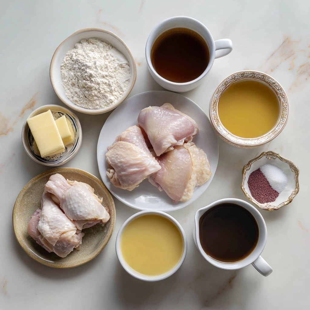 A white plate holds a base layer of fluffy white rice. On top of the rice are several pieces of shredded light brown chicken, covered with a smooth tan gravy. Green chopped parsley is sprinkled evenly over the chicken and gravy, adding fresh color. The texture of the rice looks soft and the gravy appears creamy and slightly shiny. The plate sits on a white marbled surface. Photo taken with an iphone --ar 4:5 --v 7