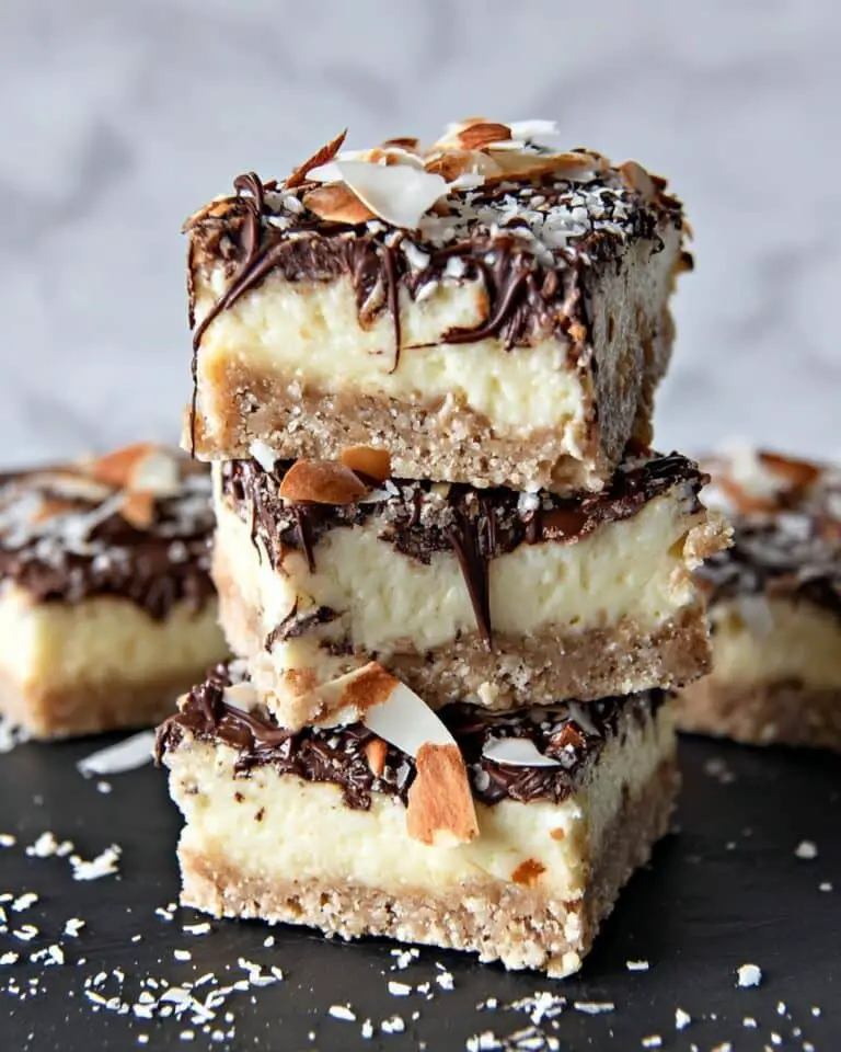Low-Carb No-Bake Almond Joy Cheesecake Bars Recipe