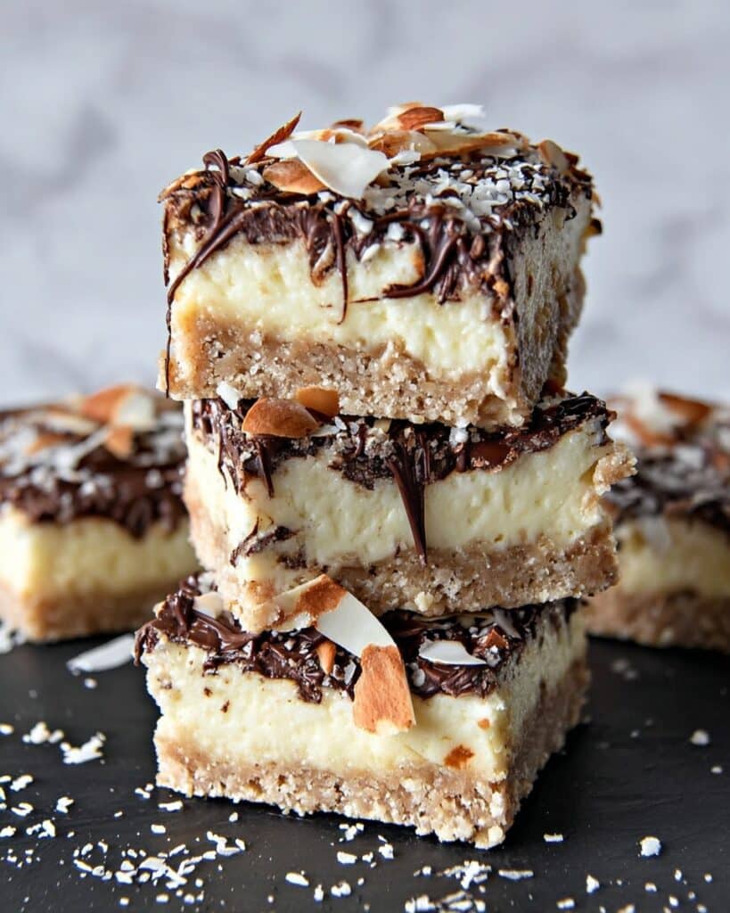 Low-Carb No-Bake Almond Joy Cheesecake Bars Recipe