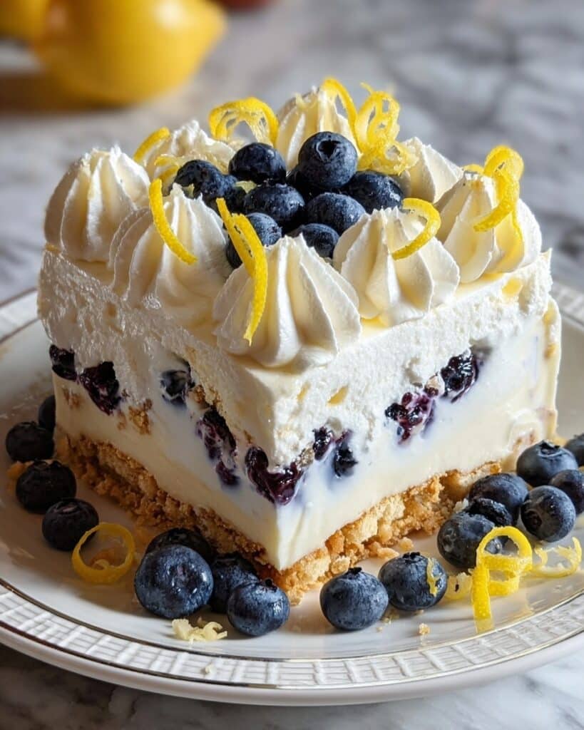 No-Bake Lemon Blueberry Cream Cake Recipe