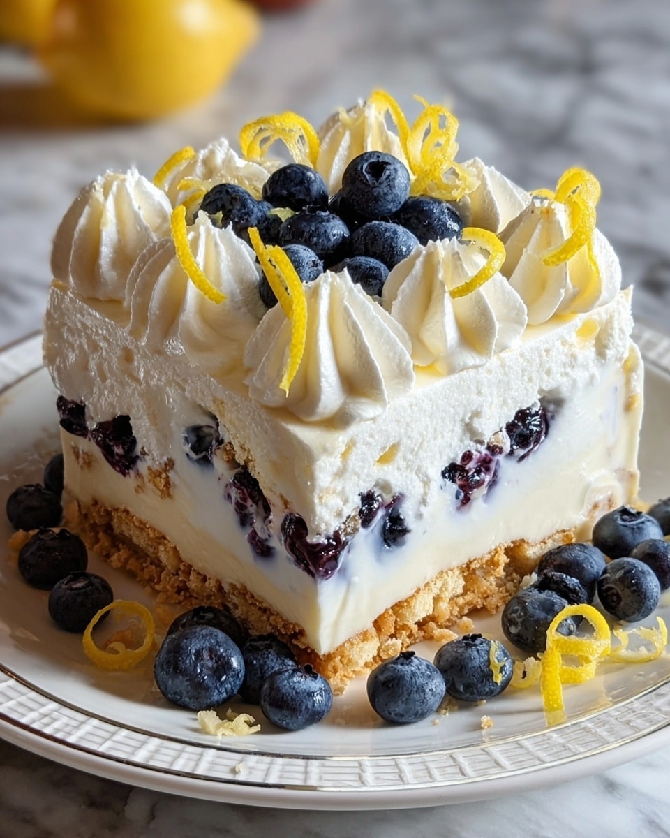 No-Bake Lemon Blueberry Cream Cake Recipe