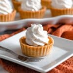 Mini Keto Pumpkin Pie with Low Carb Almond Flour Crust and Sugar-Free Whipped Cream Recipe