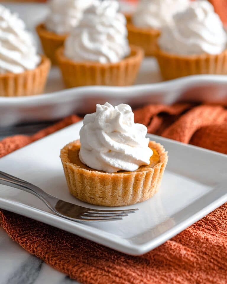 Mini Keto Pumpkin Pie with Low Carb Almond Flour Crust and Sugar-Free Whipped Cream Recipe
