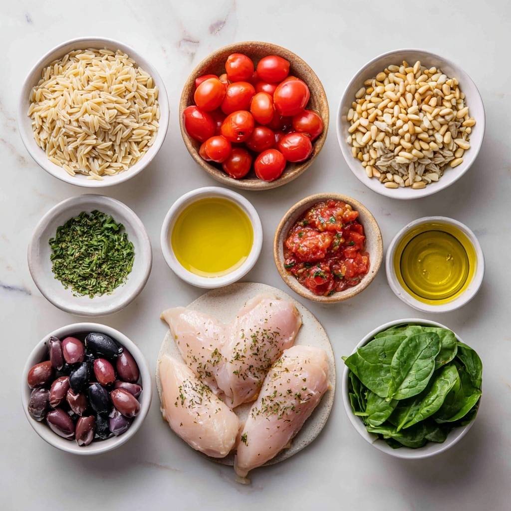 A white bowl filled with a base layer of small rice-shaped pasta mixed with pieces of red and dark purple vegetables, and green herbs scattered throughout. On top of this, there are four pieces of golden-brown cooked chicken with a crispy texture, some parts darker and slightly charred. The chicken pieces are sprinkled with white crumbs and chopped green herbs. The bowl is set on a white marbled surface. photo taken with an iphone --ar 4:5 --v 7