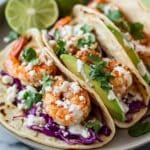 Shrimp Tacos with Creamy Lime Sauce and Fresh Toppings Recipe