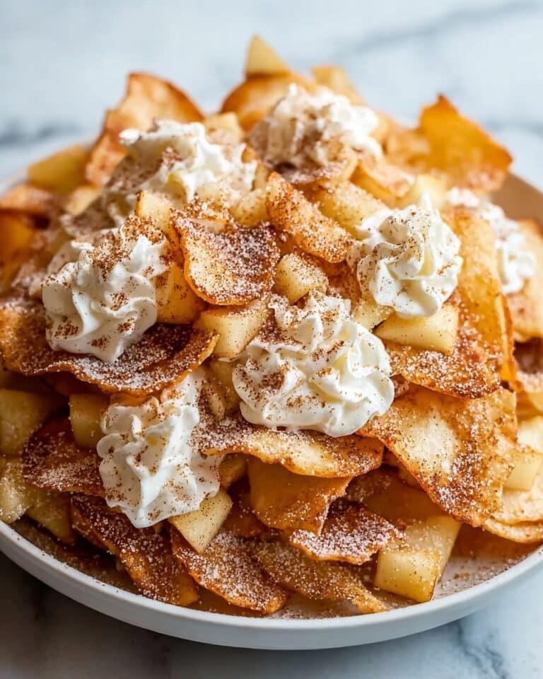 Apple Pie Nachos with Cinnamon Sugar Chips and Caramel Drizzle Recipe