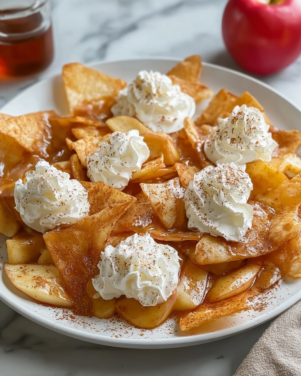 Apple Pie Nachos with Cinnamon Sugar Chips and Caramel Drizzle Recipe - Recipe Image