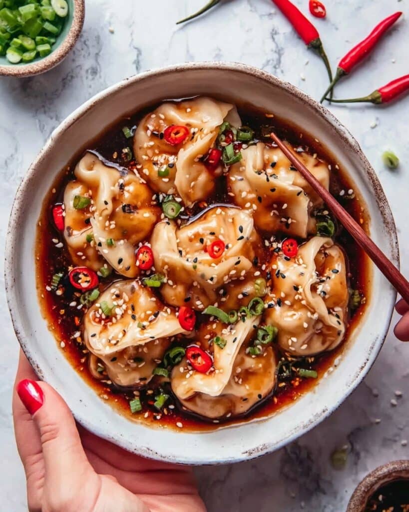 Sichuan Spicy Wontons in Chili Sauce Recipe