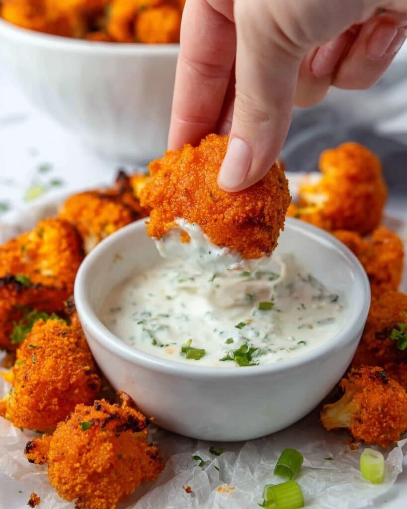 Cauliflower Buffalo Wings with Vegan Ranch Dip Recipe