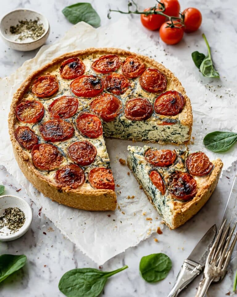 Vegan Tomato Spinach Quiche Recipe