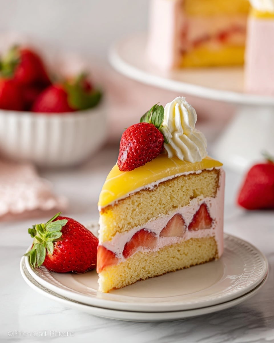 The image shows a round cheesecake with a smooth, bright yellow top layer that is even and glossy. The cake is inside a white paper collar lining the sides, held by a red springform pan with a silver latch on the left side. The cake sits on a white plate, placed on a white marbled surface. The texture of the top looks soft and creamy, and the paper collar wraps tightly around the cake's sides, which appear firm and light in color. photo taken with an iphone --ar 4:5 --v 7