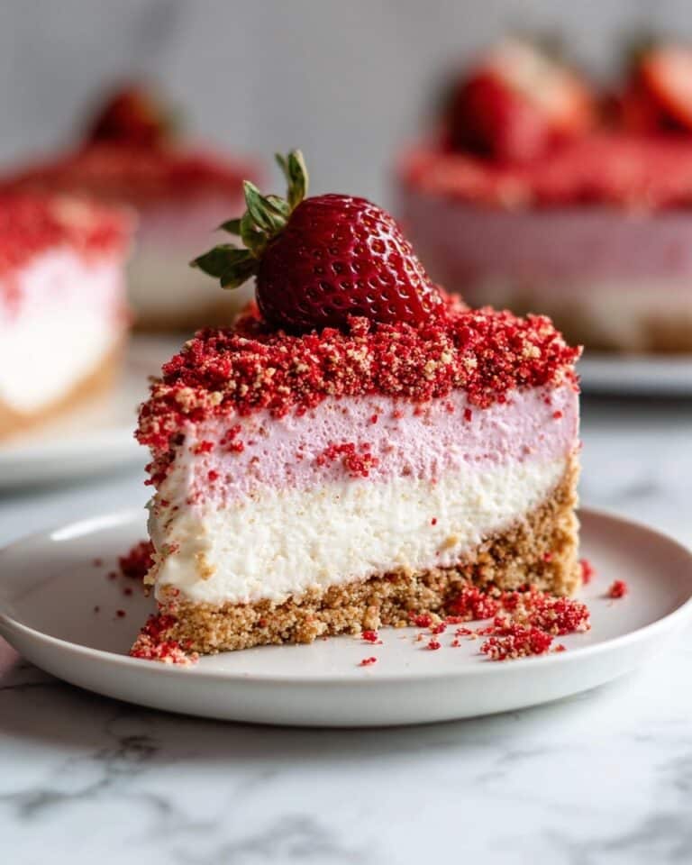 Easy Vegan No-Bake Strawberry Crunch Cheesecake Recipe