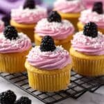 Piña Colada Cupcakes with Blackberry Frosting Recipe