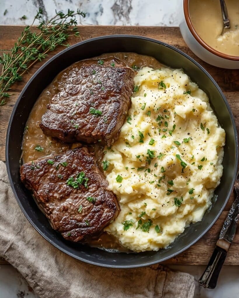 Savory Gaelic Irish Steaks with Whiskey Cream and Colcannon Recipe