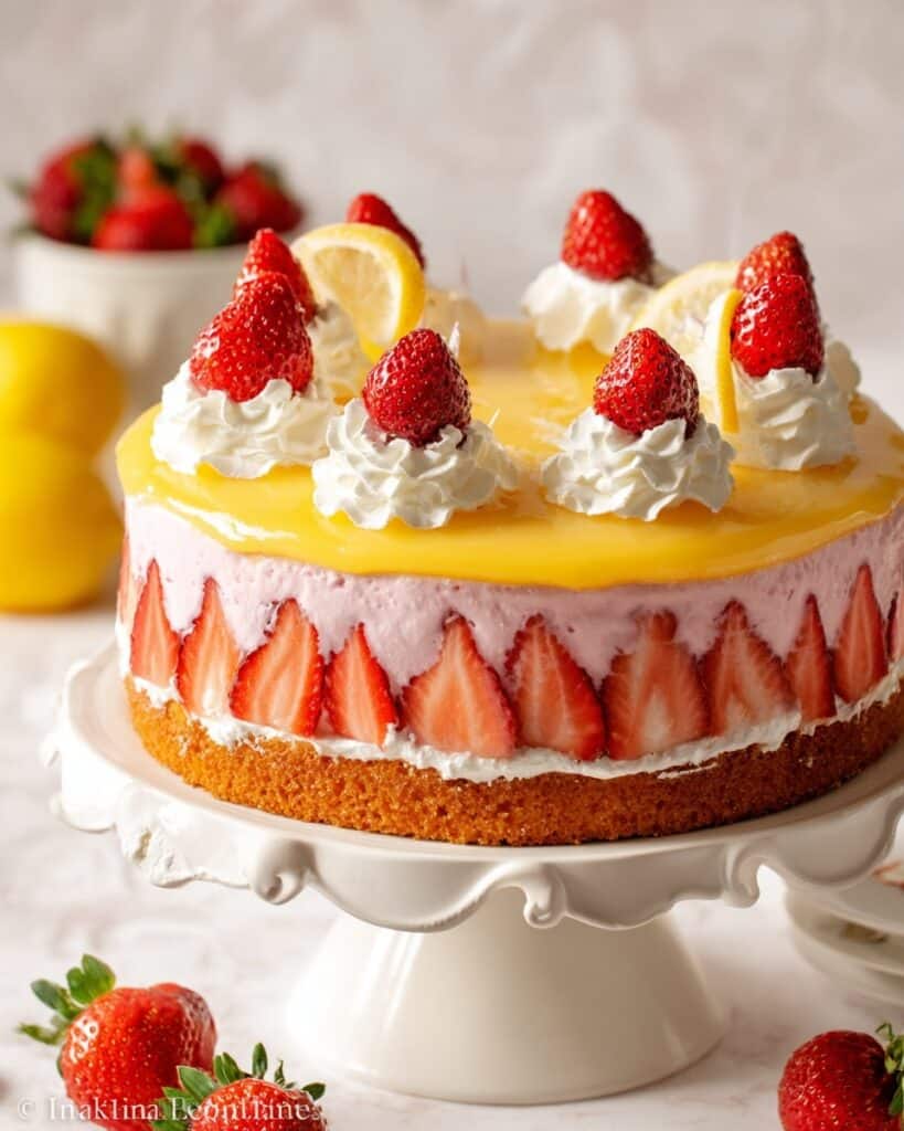 Lemon Strawberry Mousse Cake Recipe