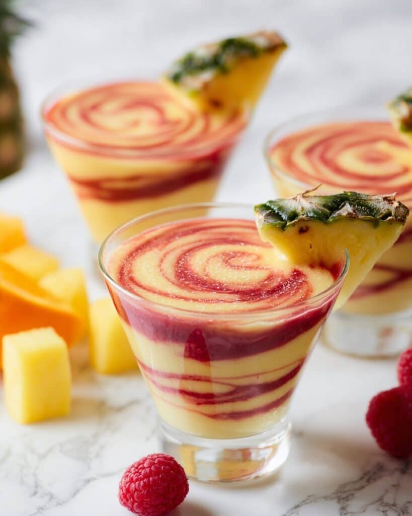 Raspberry Swirl Pineapple Mango Margaritas Recipe