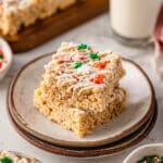 Gingerbread Rice Krispie Treats with Spiced White Chocolate Drizzle Recipe