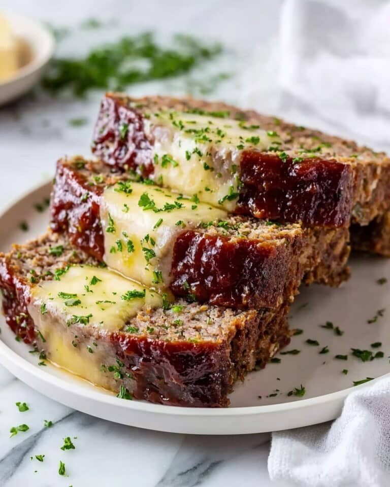 Crockpot French Onion Meatloaf with Melted Swiss Cheese Recipe