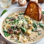 Creamy Parmesan Mushroom and Spinach Tortellini Soup Recipe