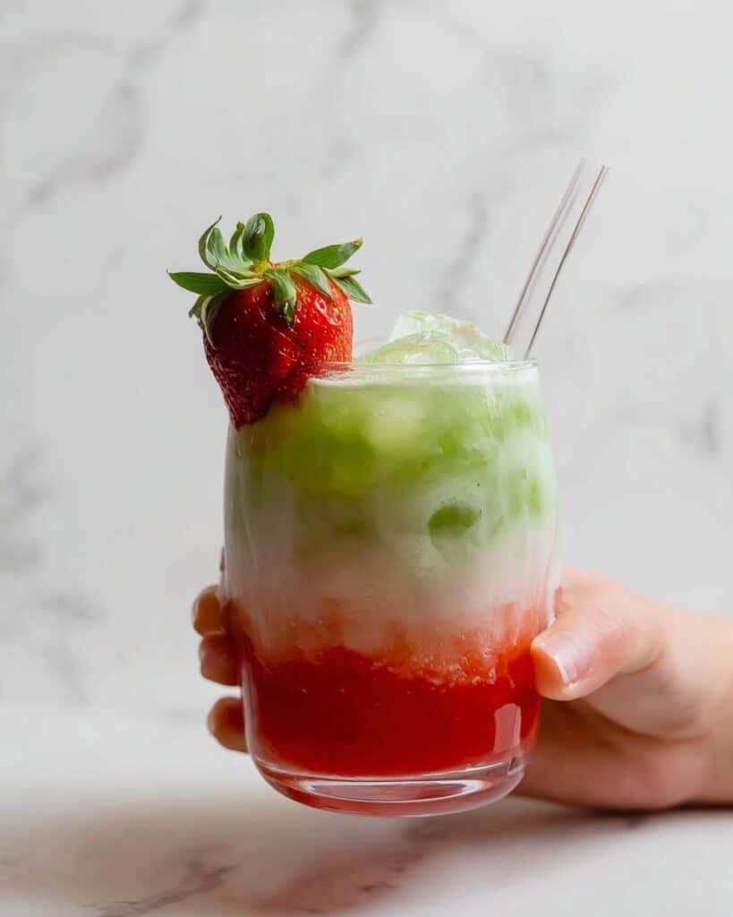 Easy Strawberry Matcha Latte (with strawberry jam) Recipe