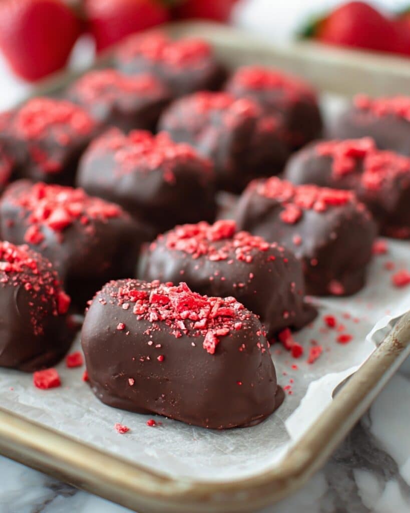 Strawberry Coconut Cream Stuffed Dates Dipped in Chocolate Recipe