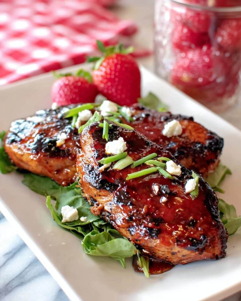 Strawberry Balsamic Chicken with Goat Cheese and Basil Recipe