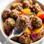 Slow Cooker Sweet and Sour Meatballs Paleo Whole30 Gluten-Free Easy Recipe
