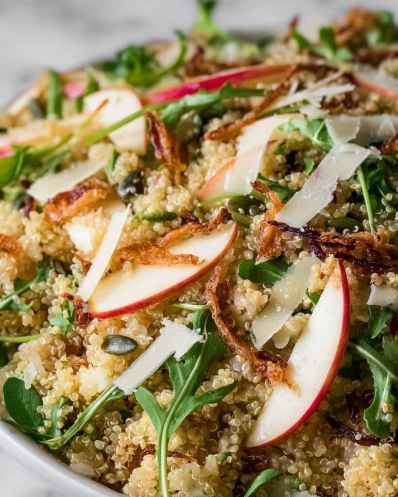 Honey Mustard Quinoa Apple Salad with Crispy Shallots Recipe