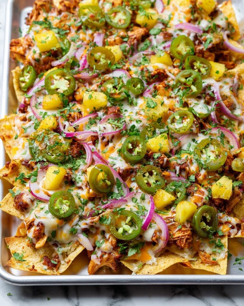 BBQ Chicken and Grilled Pineapple Nachos Recipe