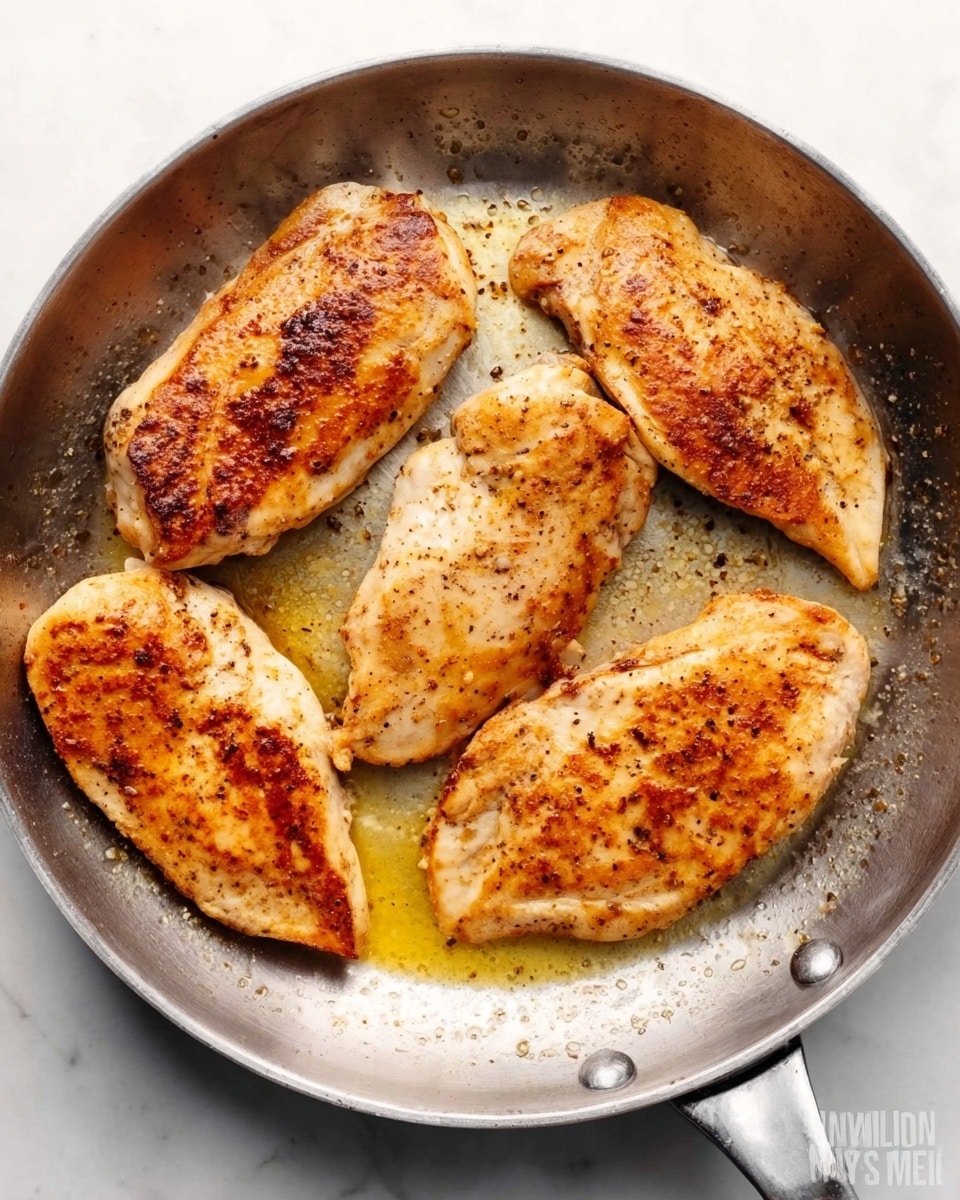 The image shows a white plate with four raw chicken pieces placed on it. Surrounding the plate are small bowls of ingredients arranged in a circle: sea salt and black pepper in a white bowl, chopped garlic in a light brown bowl, grated Parmesan cheese in a light brown bowl, bright yellow olive oil in a small yellow bowl, white heavy cream in a white bowl, and orange chicken broth in a white measuring cup. The background is a white marbled surface. Each ingredient is labeled with black text on white rectangular tags. photo taken with an iphone --ar 4:5 --v 7