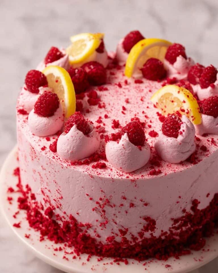 Moist Lemon Cake with Raspberry Frosting Recipe