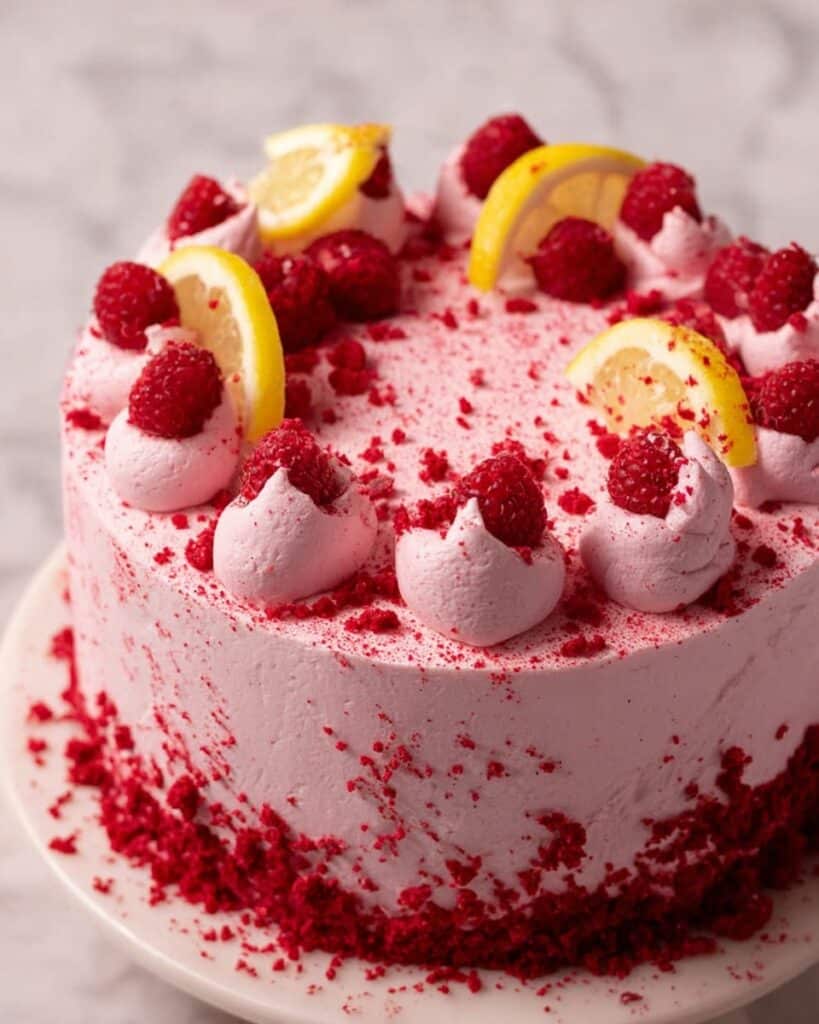 Moist Lemon Cake with Raspberry Frosting Recipe