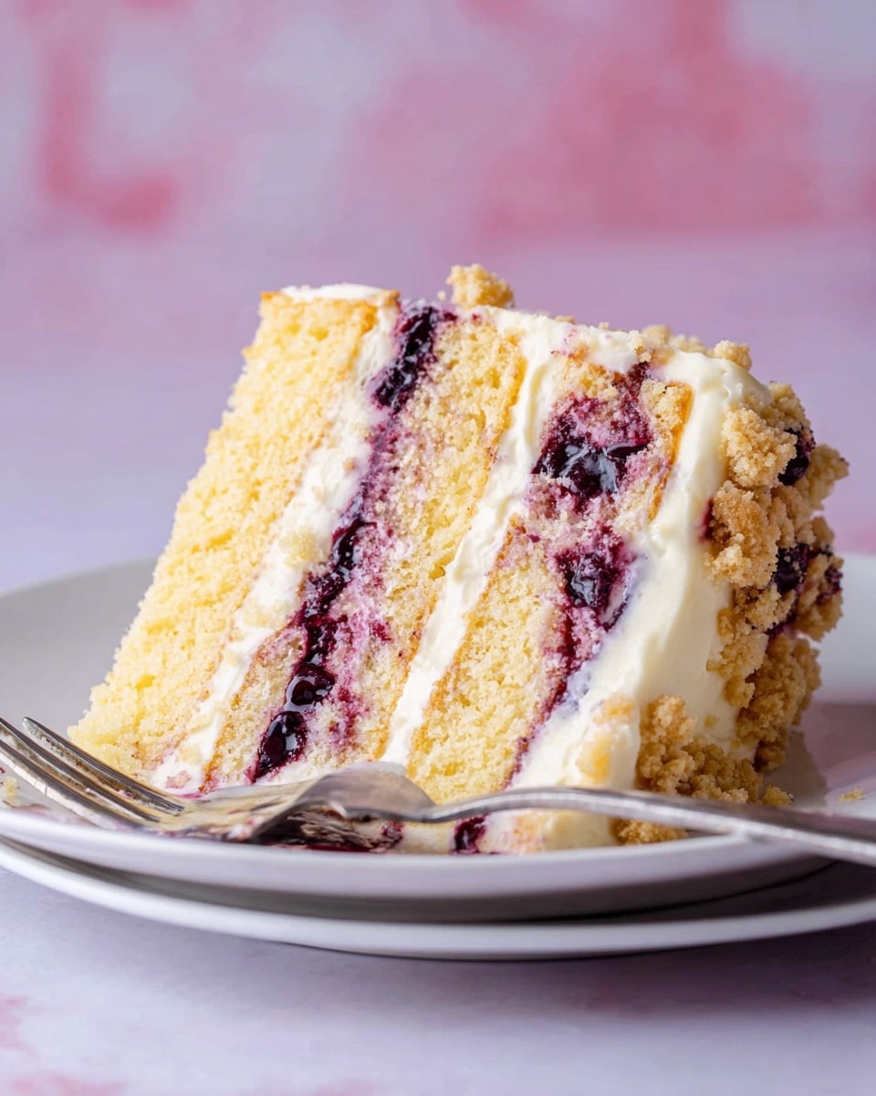 The image shows four stages of making round cake pieces from a baked yellow cake with small dark berry spots, on a white marbled surface. In the first part, the whole square cake is in a metal baking pan with smooth, soft texture and small holes on top. The second part shows a shiny silver round cutter pressed into the cake's middle, ready to make a circle. The third part reveals two round shapes removed from the cake, showing the soft inside with light purple berry spots. The final part displays four round cake pieces placed on a clean metal tray, showing a neat smooth outer edge and soft inner texture with berries inside. photo taken with an iphone --ar 4:5 --v 7