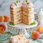 Russian Peach Cake with Fluffy Sponge, Fresh Peaches, Whipped Cream, and Peach Zefir Recipe