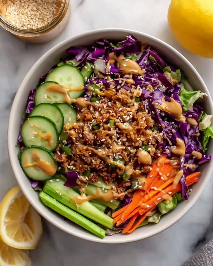 Quick Crispy Rice Salad with Peanut Sesame Dressing Recipe