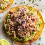 Tuna Tostadas with Quick Guacamole and Chipotle Aioli Recipe