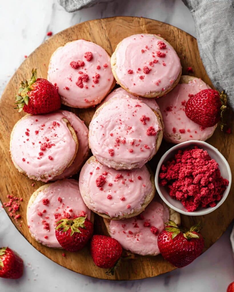 Iced Strawberry Sugar Cookies Recipe