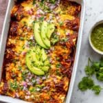 Dreamy Refried Bean Chicken Enchiladas with Homemade Enchilada Sauce Recipe