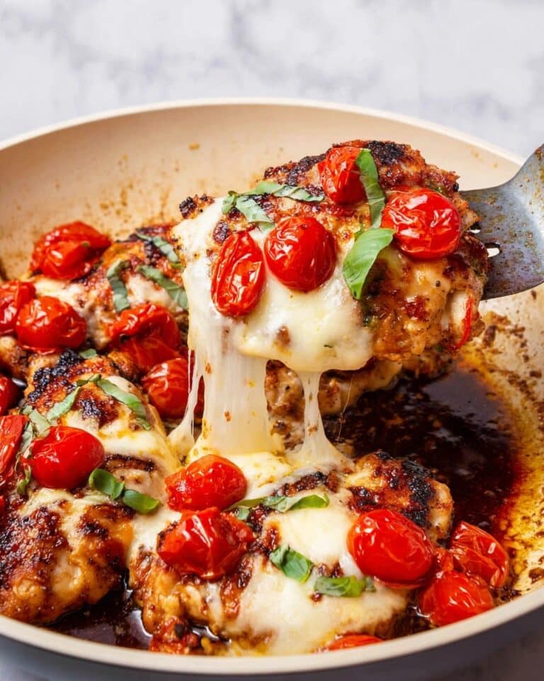 One Pan Balsamic Chicken with Tomato, Mozzarella, and Basil Recipe