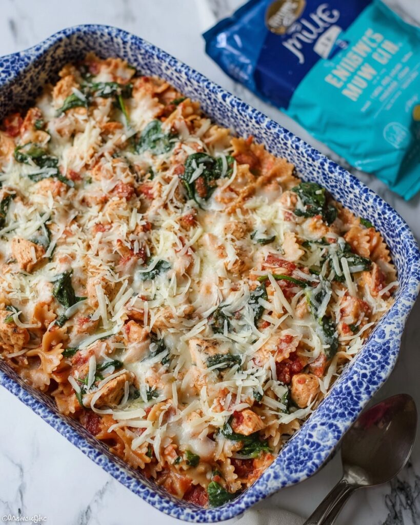 Easy Chicken, Spinach and Tomato Pasta Bake Recipe