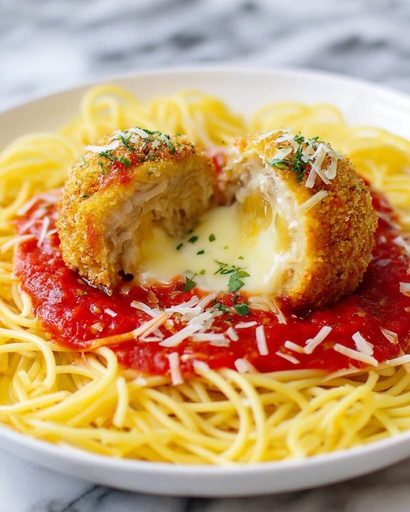Chicken Parmesan Stuffed Meatballs Recipe