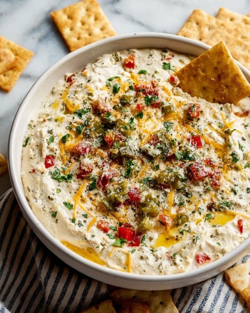 High Protein Cottage Cheese Giardiniera Dip Recipe