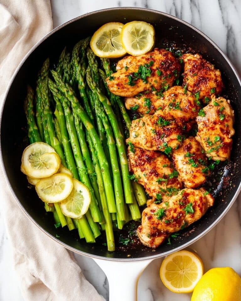 One Pan Lemon Garlic Chicken and Asparagus Recipe