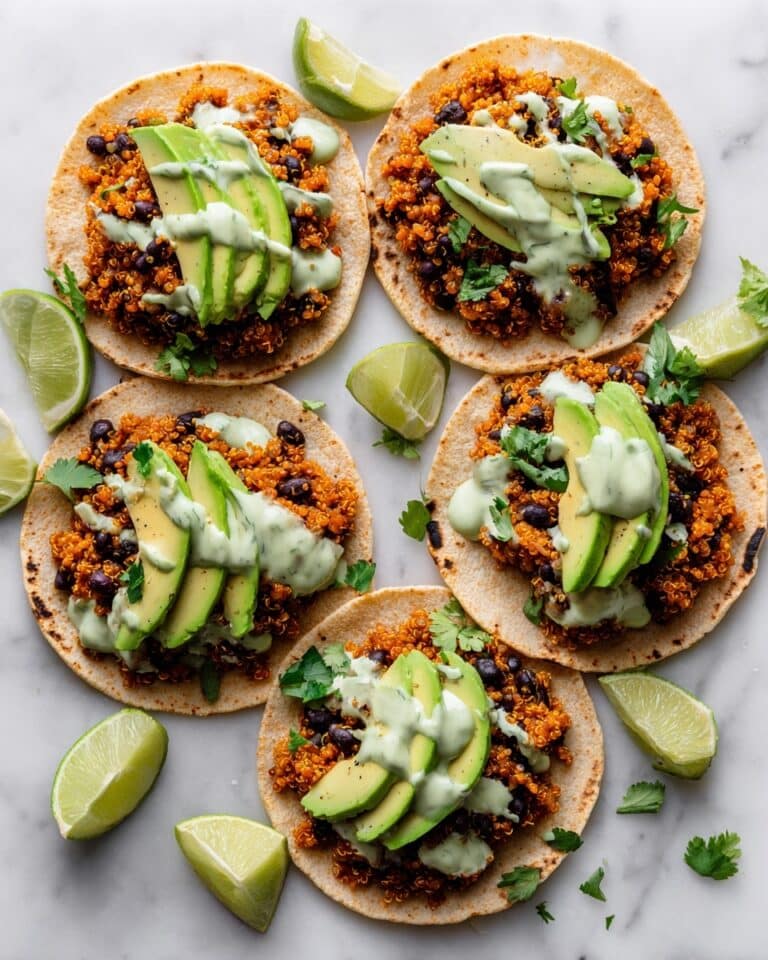 Black Bean Quinoa Tacos with Cilantro Lime Crema Recipe