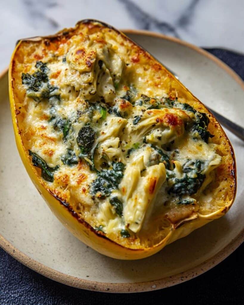 Spinach and Artichoke Stuffed Spaghetti Squash Recipe