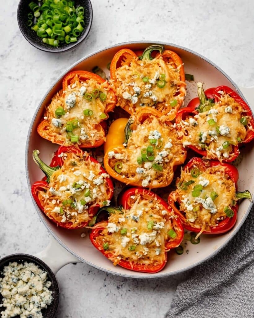 Stuffed Bell Peppers with Buffalo Chicken Filling Recipe