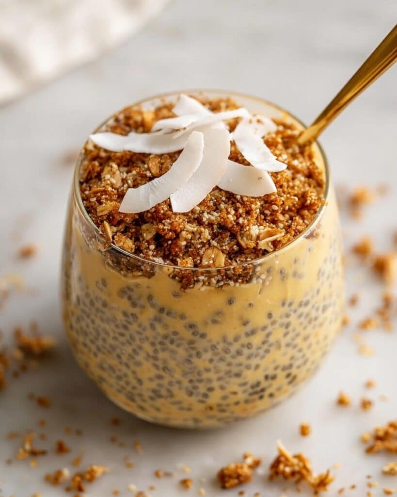 Mango Lassi Chia Pudding with Sticky Walnut Crumble Recipe