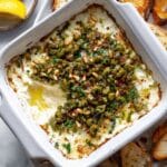 Baked Feta and Artichoke Dip with Olive Gremolata Recipe